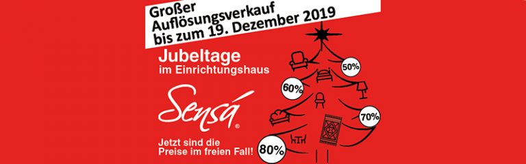 Read more about the article Großer Auflösungsverkauf bis zum 19. Dezember 2019 bei Sensá in Münster