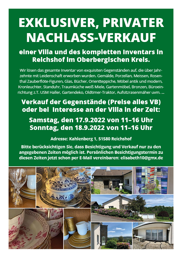 Read more about the article Exklusiver, privater Nachlass-Verkauf